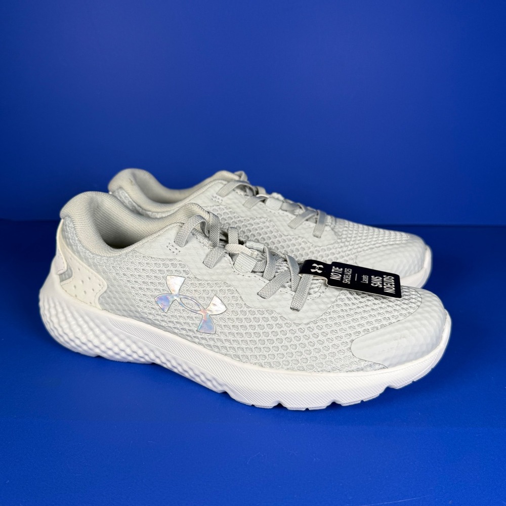 Under Armour Kids Charged‎ Rouge 3 Running Shoes Gray Lace Up No Tie Size 2Y